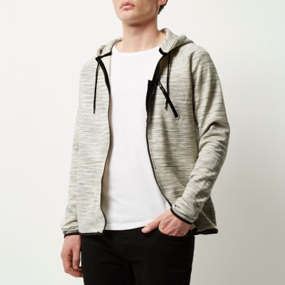 Grey zip pocket hoodie
